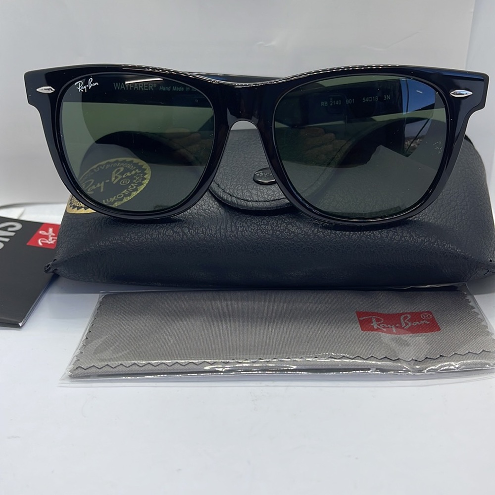 BNWT Rayban Wayfarer Unisex 2140 Black with G15 lenses - Picture 5 of 8